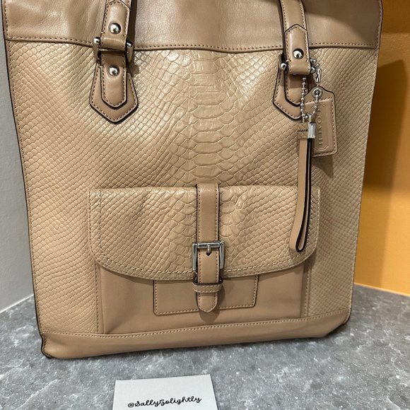 Coach Charlie Embossed Python Leather Tote - Picture 2 of 16